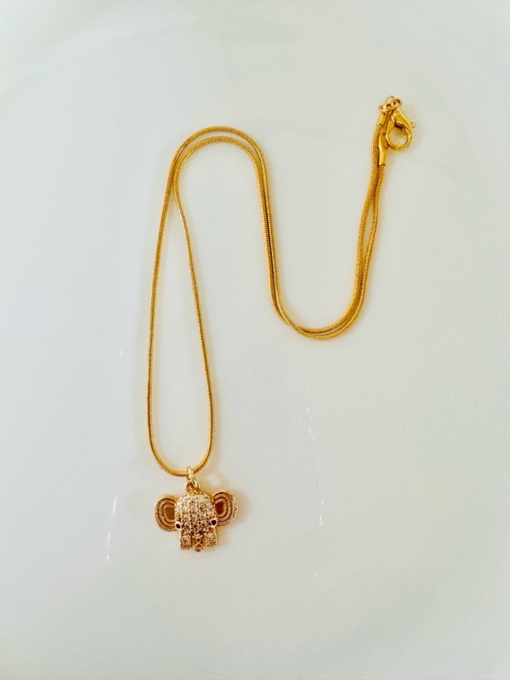 Baby Gold Elephant Pendant Necklace -